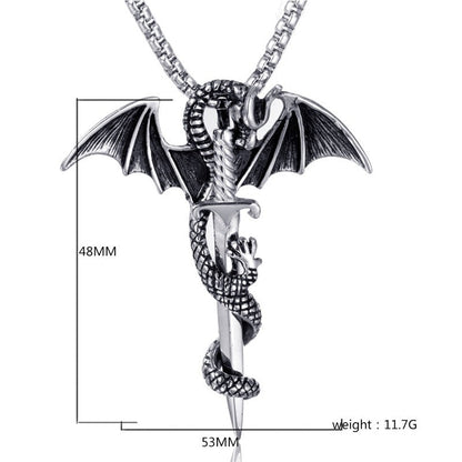 Flying Dragon with Sword Necklace