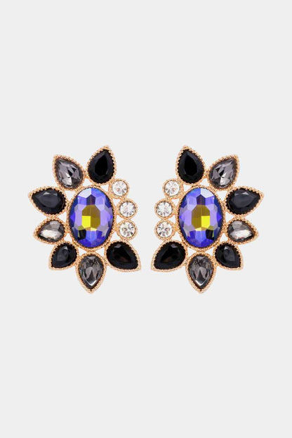 Geometrical Shape Glass Stone Dangle Earrings