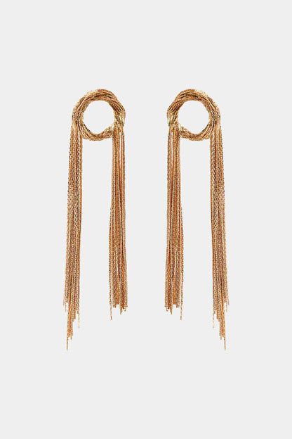 Round Shape Fringed Copper Earrings