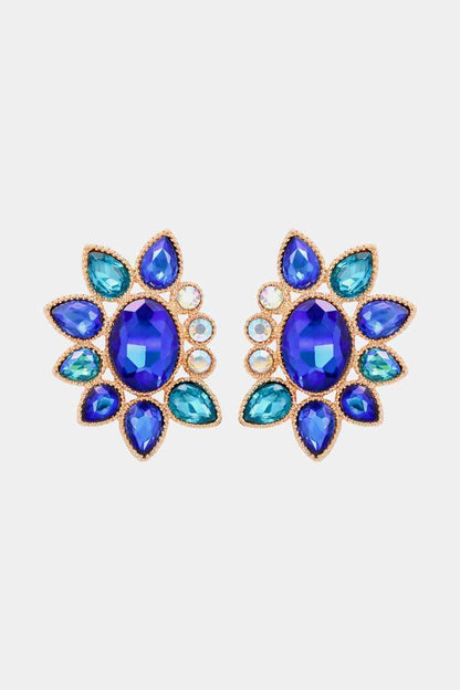 Geometrical Shape Glass Stone Dangle Earrings