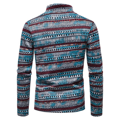 Men's Zip Sweater Casual Stand Collar Color Knit Pullover
