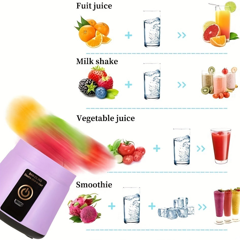 380ML Portable Blender With 6 Blades Rechargeable USB
