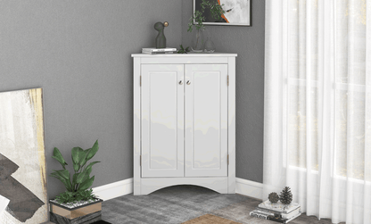White Triangle Bathroom Storage Cabinet with Adjustable Shelves