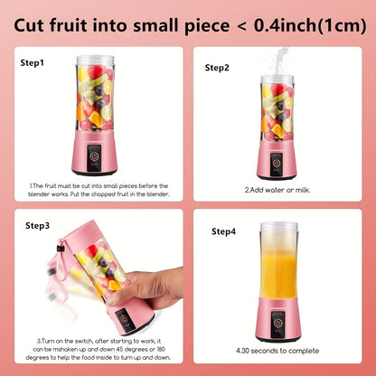 380ML Portable Blender With 6 Blades Rechargeable USB