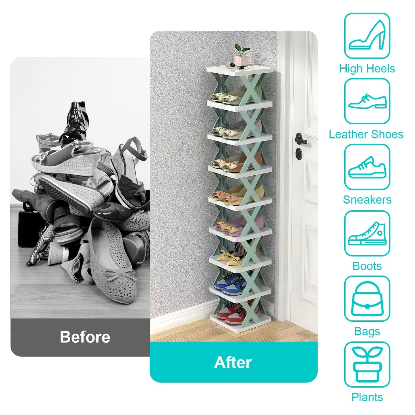 9 Tier Narrow Vertical Shoe Organizer
