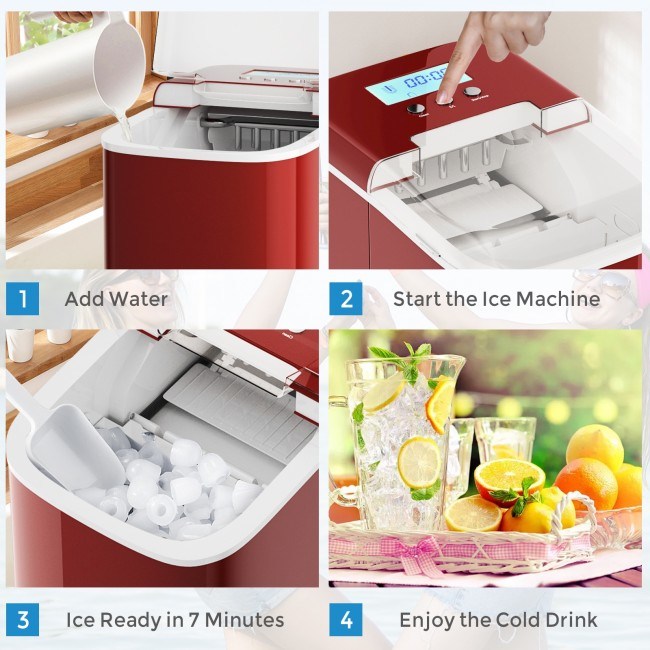 Countertop LCD Display Ice Maker with Ice Scoop
