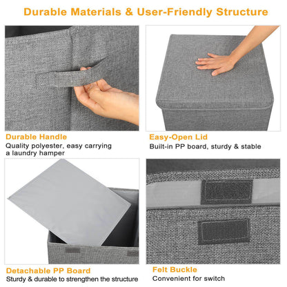 Foldable Laundry Hampers with Lid - Handles