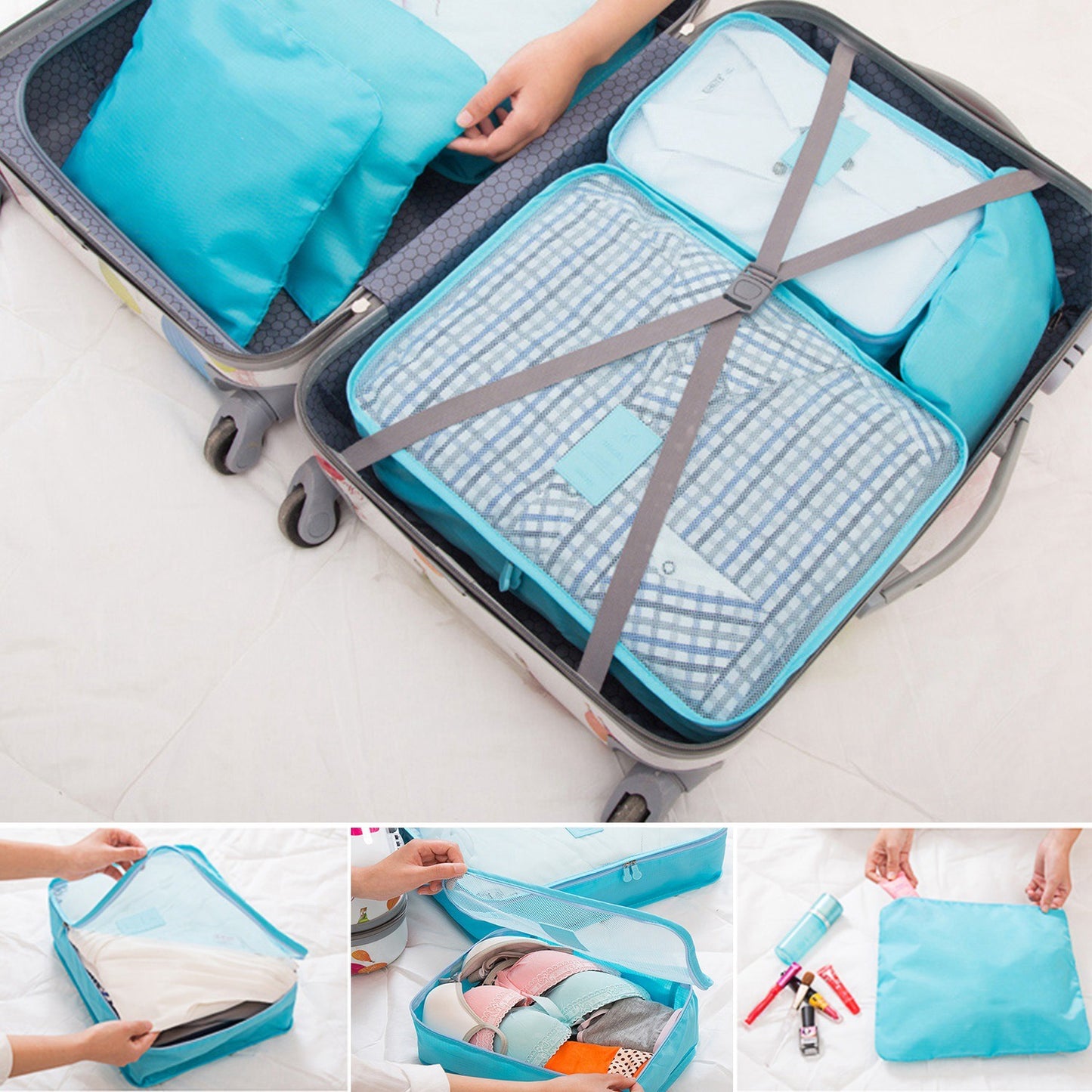 9Pc Clothes Storage Bags - Travel Luggage Organizer - Packing Cubes