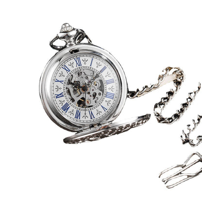 Vintage Engraved Hollow Automatic Mechanical Pocket Watch