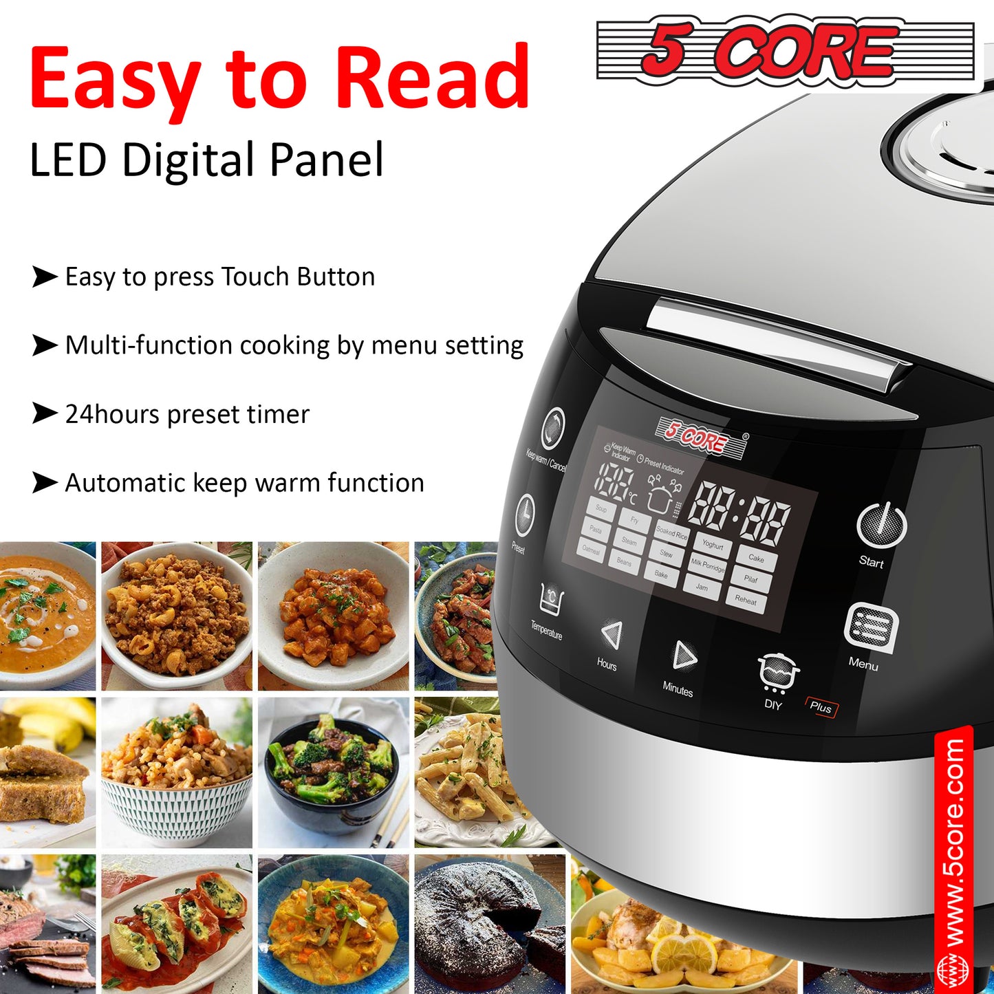 Electric Steamer, Digital Rice Pot Multi Cooker