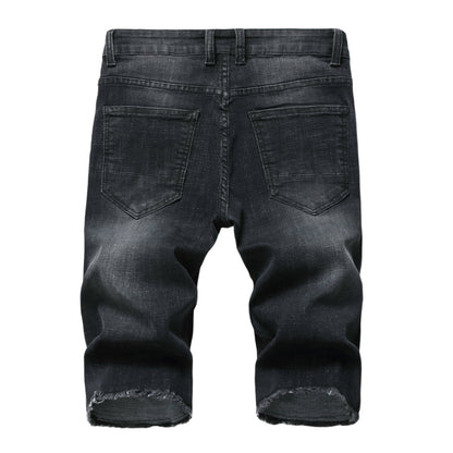 Men's Denim Shorts Ripped Distressed Straight Fit