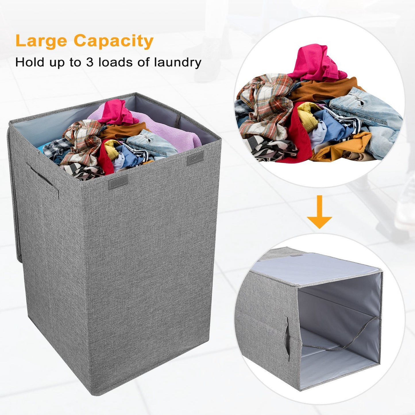 Foldable Laundry Hampers with Lid - Handles