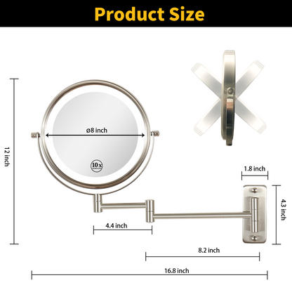 8-inch Wall Mounted Makeup Mirror, Double Sided