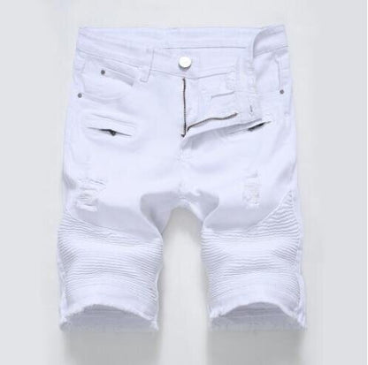 Men's Denim Shorts Fit Ripped Distressed Jeans Shorts
