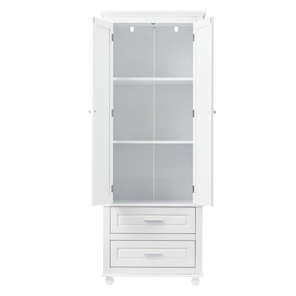 Tall Storage Cabinet with Two Drawers for Bathroom/Office