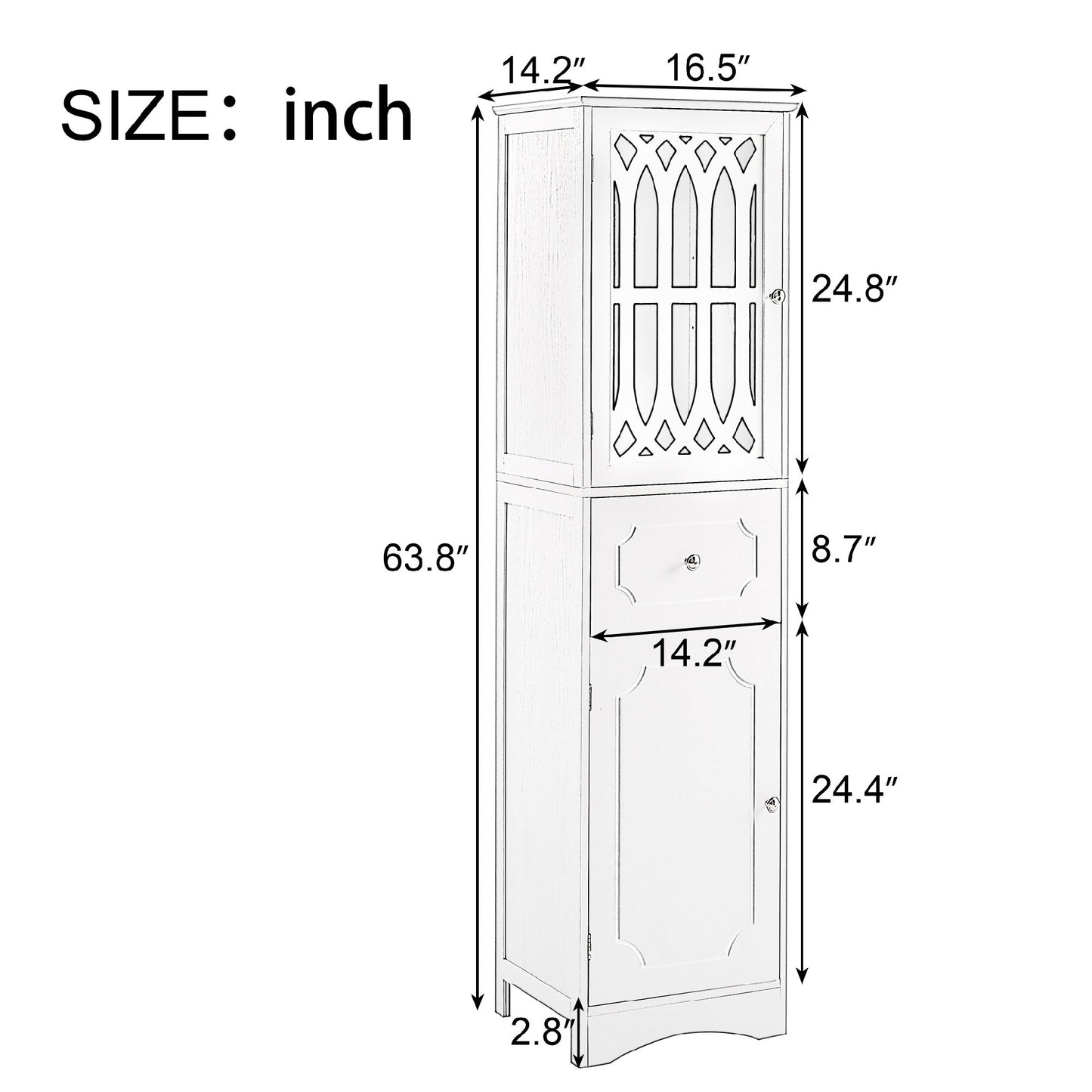 Tall Bathroom Cabinet - Freestanding Storage Cabinet with Drawer and Doors