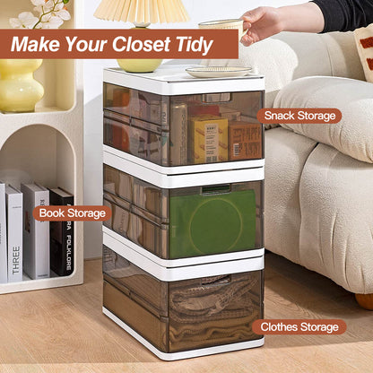3 Pack Foldable Storage Bin with Lid - Stackable