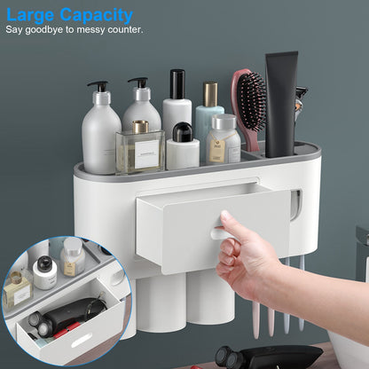 Multifunctional Wall Mount Toothbrush - Rack Organizer - Toothpaste Dispenser