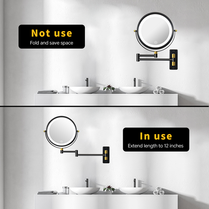 8.6-inch Wall Mounted Makeup Mirror with LED Lights, Double Sided