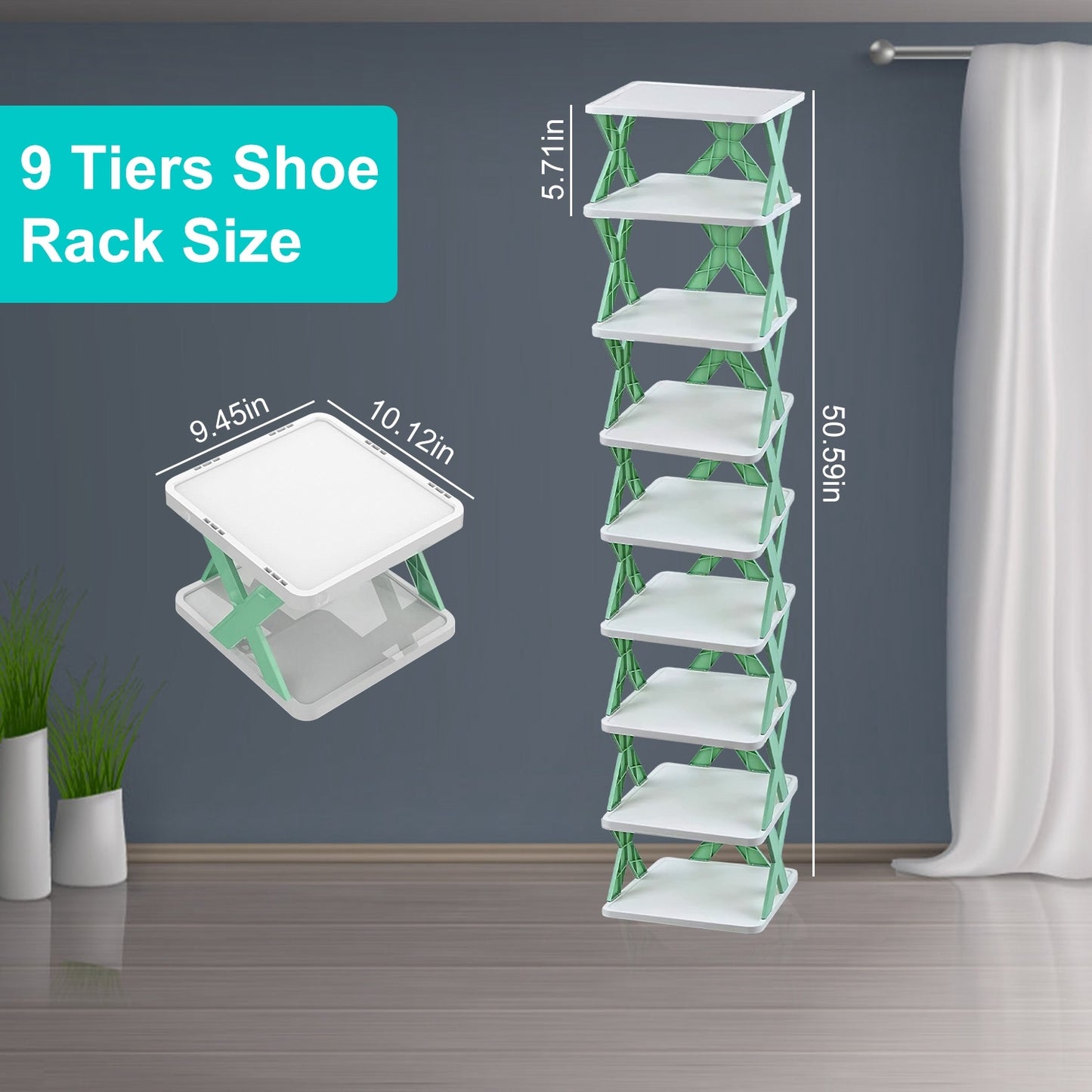 9 Tier Narrow Vertical Shoe Organizer