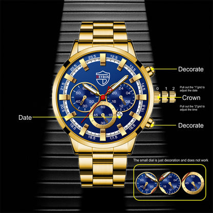Sports Gold Stainless - Steel Quartz Wristwatch