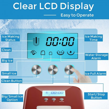 Countertop LCD Display Ice Maker with Ice Scoop