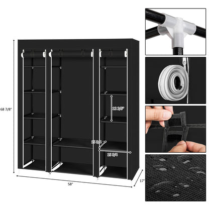69" Portable Clothes Closet Wardrobe Storage Organizer