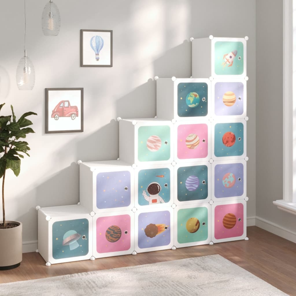 Cube Storage Cabinet for Kids with 15 Cubes White
