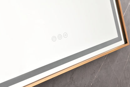 39in. W x 26in. H Oversized Rectangular Framed LED Mirror Anti-Fog Dimmable Wall Mount Bathroom Vanity Mirror Wall Mirror Kit For Gym And Dance Studio