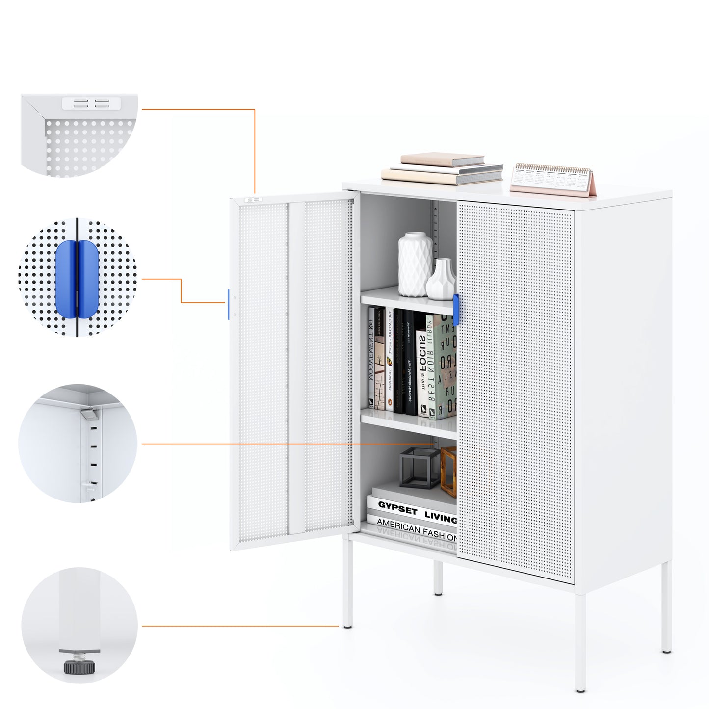Metal Storage Locker Cabinet - Adjustable Shelves - Ventilated