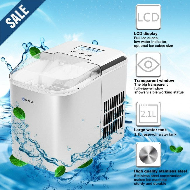 Countertop LCD Display Ice Maker with Ice Scoop