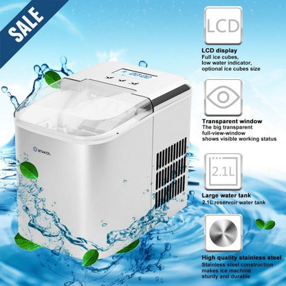 Countertop LCD Display Ice Maker with Ice Scoop