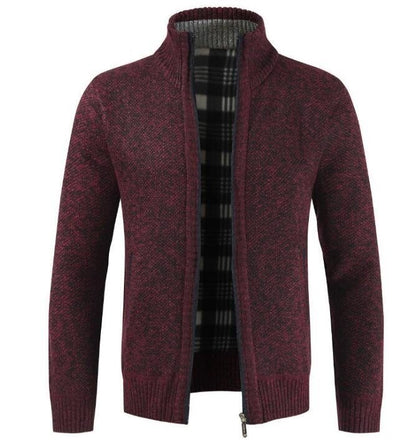 Men's Sweaters Casual Slim Full Zip Thick Knitted Cardigan Warm Sweaters