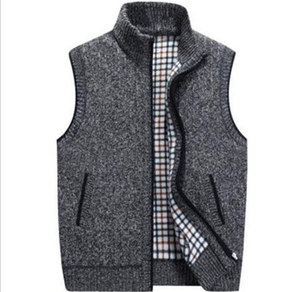 Men's Full-Zip Knitted Cardigan Sweaters Vest Jacket with Pockets