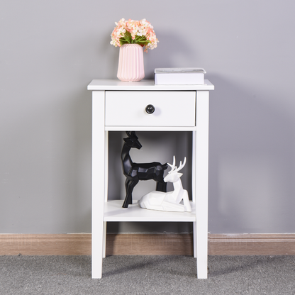 White Floor-standing Storage Table with a Drawer