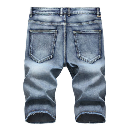 Men's Denim Shorts Ripped Distressed Straight Fit