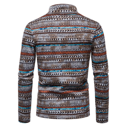 Men's Zip Sweater Casual Stand Collar Color Knit Pullover