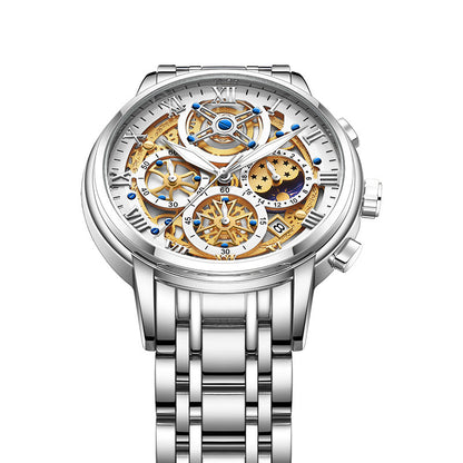 Quartz Watch Multi-Function Waterproof Hollowed