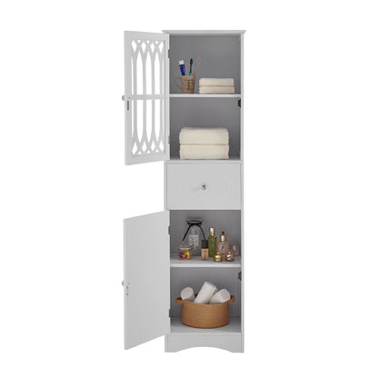 Tall Bathroom Cabinet - Freestanding Storage Cabinet with Drawer and Doors