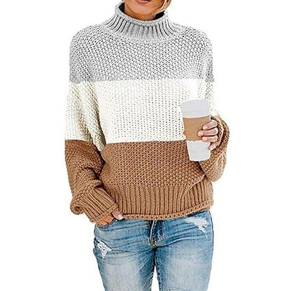 Women's Turtleneck Chunky Knit Oversized Sweater Pullover