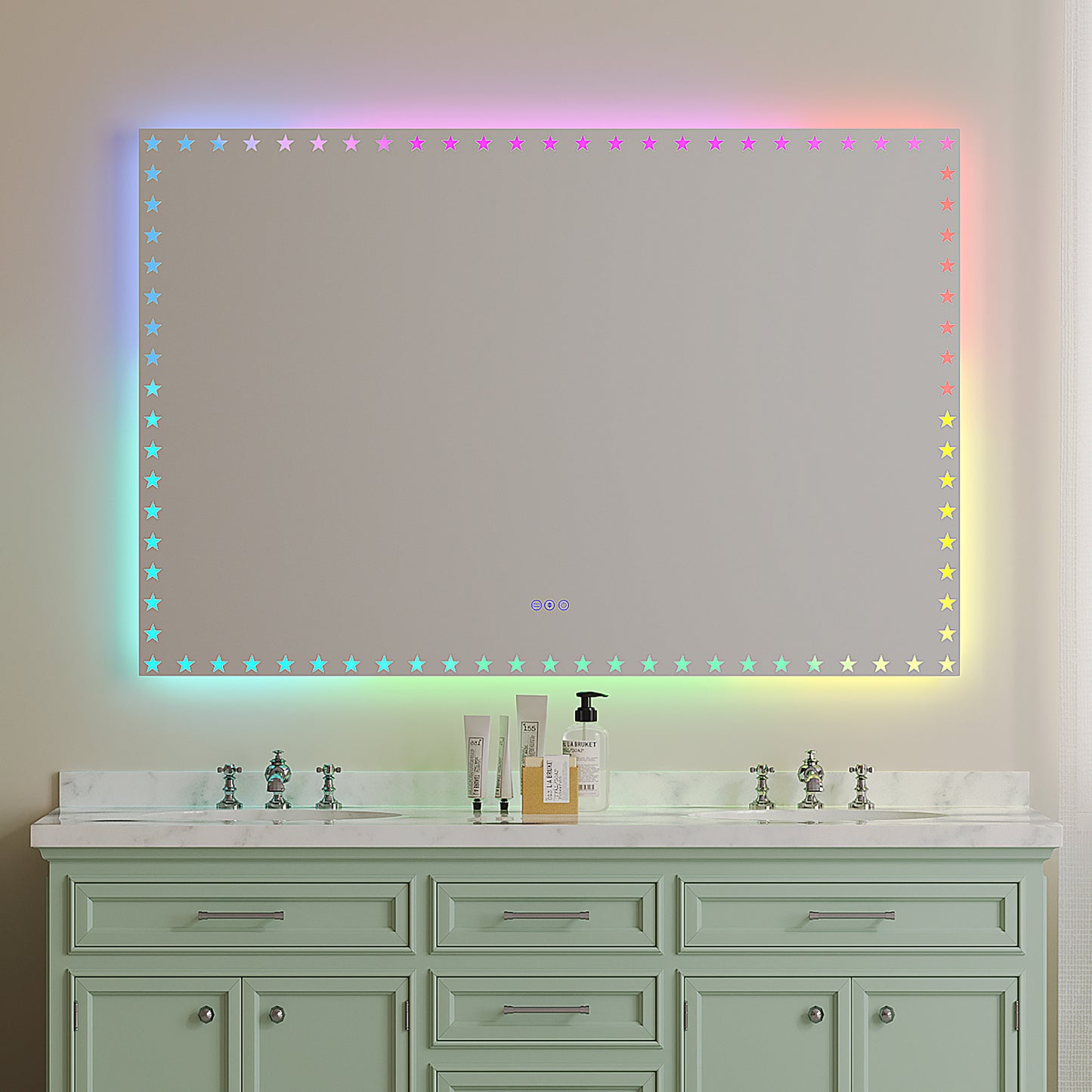60X40 inch LED Bathroom Mirror with Lights Backlit RGB Color Changing Lighted Mirror