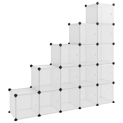 Storage Cube Organizer with 15 Cubes and Doors - Transparent
