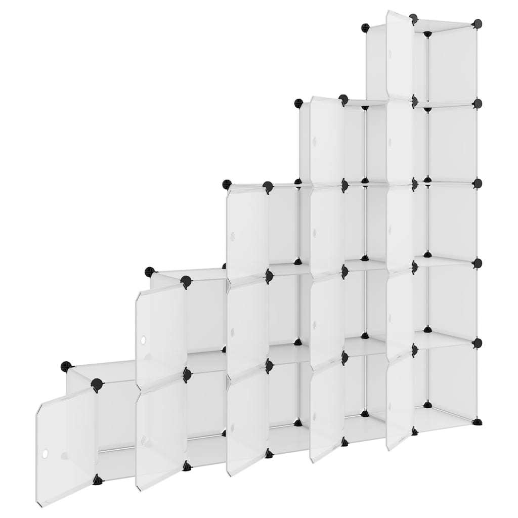 Storage Cube Organizer with 15 Cubes and Doors - Transparent