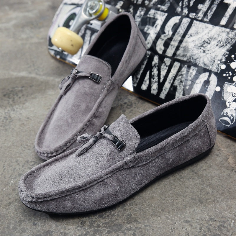 Fashion Black Red Shoes for Men Driving Moccasin Soft Comfortable Flock Mens Loafers Slip-On Male Shoes Flats Men Casual Shoes