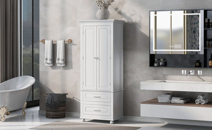 Tall Storage Cabinet with Two Drawers for Bathroom/Office