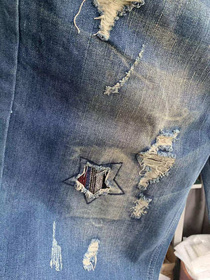 Men's Slim Fit Ripped - Jean Denim Shorts