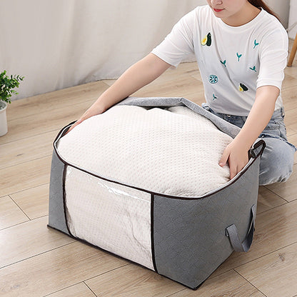 2Pc Storage Bag 90L Large Capacity Foldable Closet Organizer w/ Thick Fabric Clear Window
