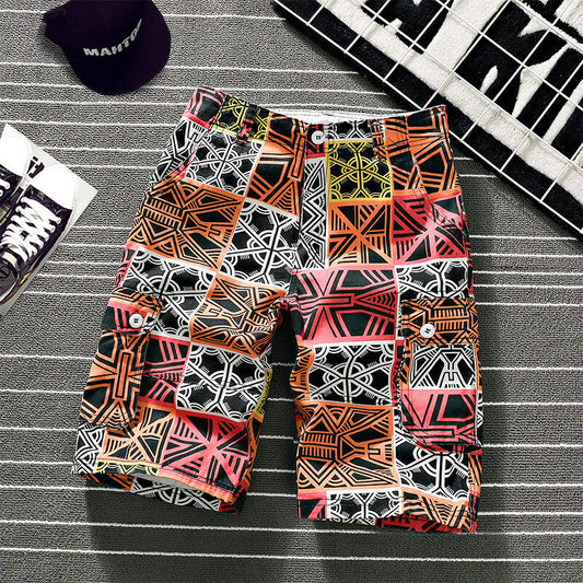 Men's Classic Geometric Print Cargo Short