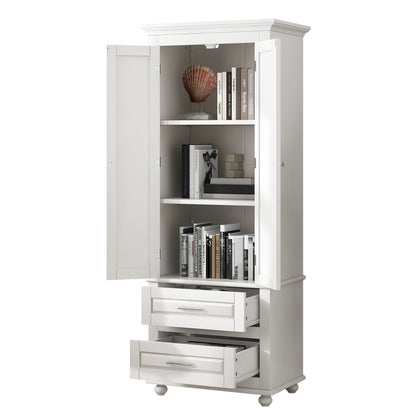 Tall Storage Cabinet with Two Drawers for Bathroom/Office