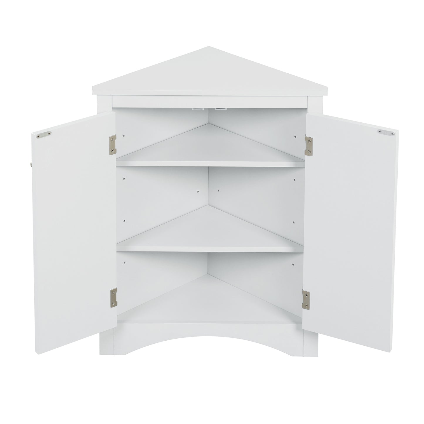 White Triangle Bathroom Storage Cabinet with Adjustable Shelves
